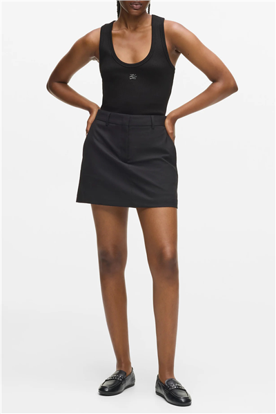Karl Lagerfeld Ribbed Tank Top Kadın Kolsuz T-Shirt Siyah
