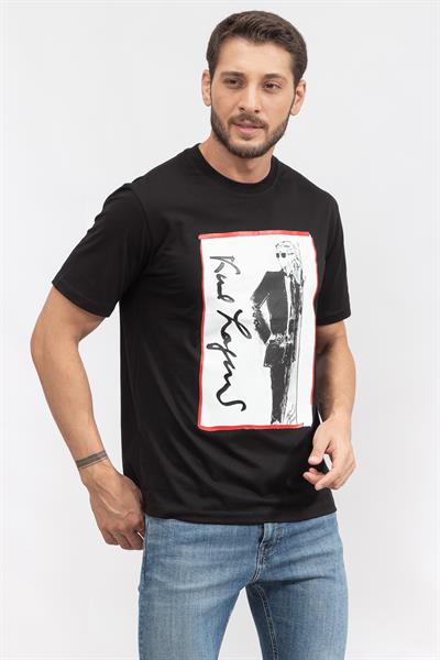 Karl Lagerfeld Series Erkek Bisiklet Yaka T-Shirt Siyah