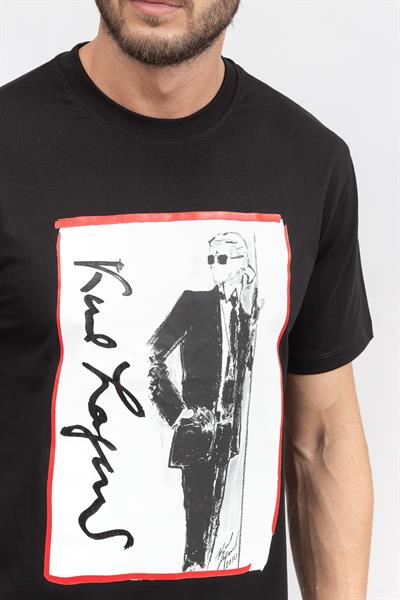 Karl Lagerfeld Series Erkek Bisiklet Yaka T-Shirt Siyah