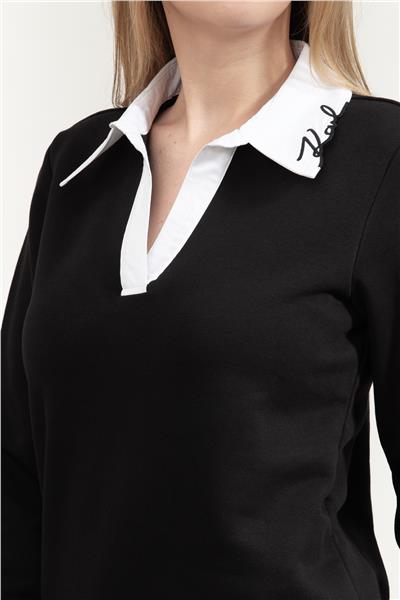 Karl Lagerfeld Signature Collar Kadın V Yaka Sweatshirt