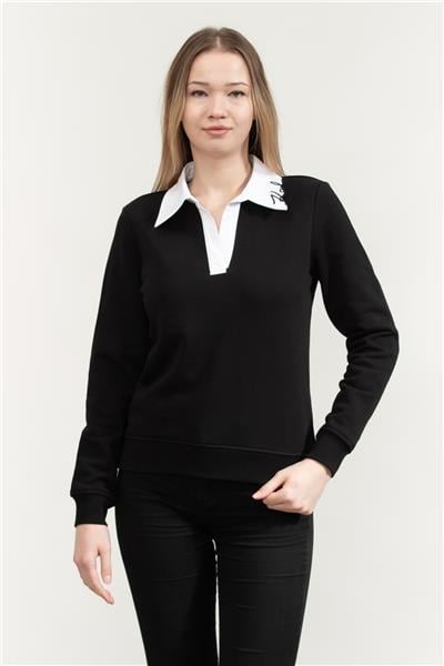 Karl Lagerfeld Signature Collar Kadın V Yaka Sweatshirt