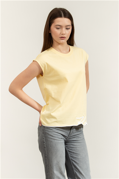 Karl Lagerfeld Signature Hem Tank Top Kadın Bisiklet Yaka T-Shirt