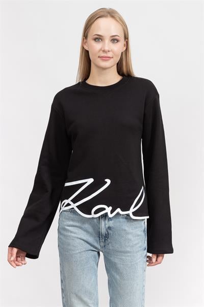 Karl Lagerfeld Signature Kadın Bisiklet Yaka Sweatshirt