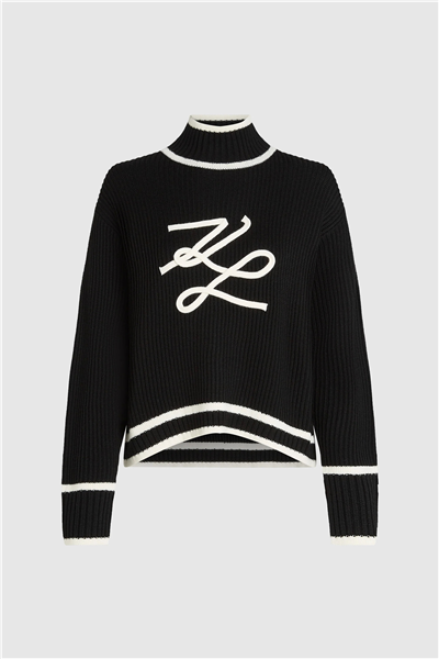 Karl Lagerfeld Soutache Autograph Kadın Triko Siyah