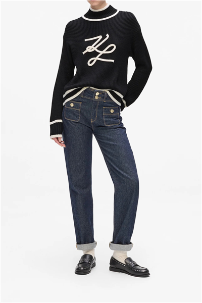 Karl Lagerfeld Soutache Autograph Kadın Triko Siyah