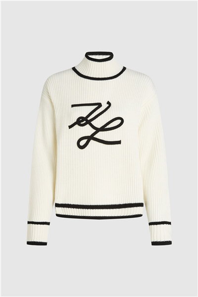 Karl Lagerfeld Soutache Autograph Kadın Triko Beyaz