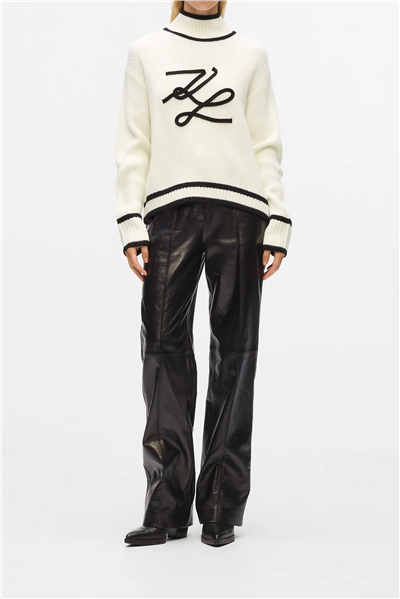 Karl Lagerfeld Soutache Autograph Kadın Triko Beyaz