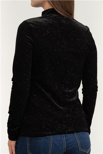 Karl Lagerfeld Sparkle Velvet Kadın Uzun Kollu T-Shirt
