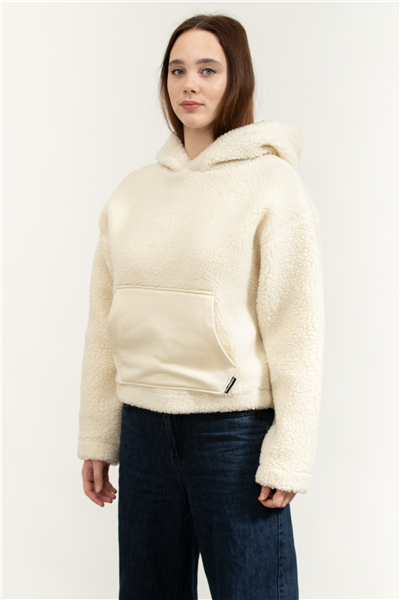 Karl Lagerfeld Teddy Cropped Kadın Bisiklet Yaka Sweatshirt