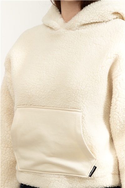 Karl Lagerfeld Teddy Cropped Kadın Bisiklet Yaka Sweatshirt