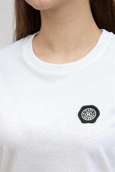 Karl Lagerfeld Wax Seal Logo  Kadın Bisiklet Yaka T-Shirt