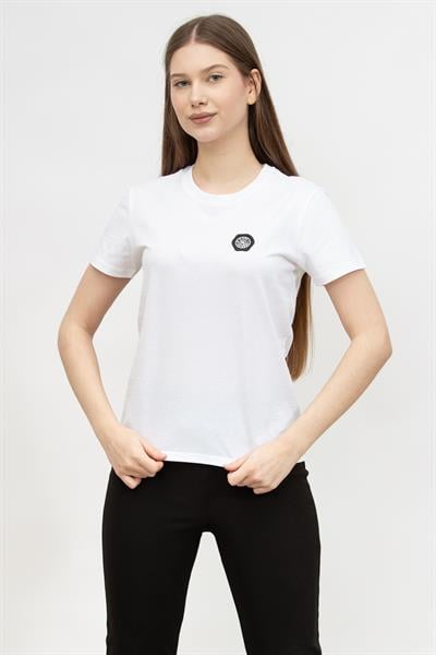 Karl Lagerfeld Wax Seal Logo  Kadın Bisiklet Yaka T-Shirt