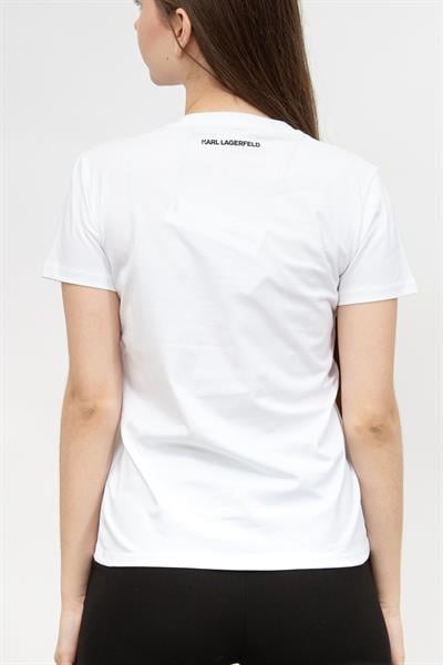 Karl Lagerfeld Wax Seal Logo  Kadın Bisiklet Yaka T-Shirt