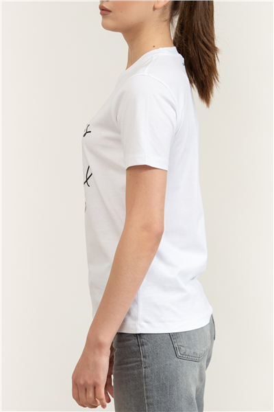Karl Lagerfeld With Love T-Shirt Kadın Bisiklet Yaka T-Shirt Beyaz