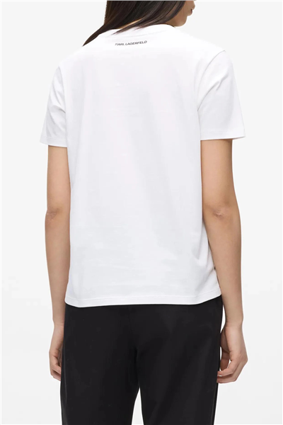 Karl Lagerfeld With Love T-Shirt Kadın Bisiklet Yaka T-Shirt Beyaz
