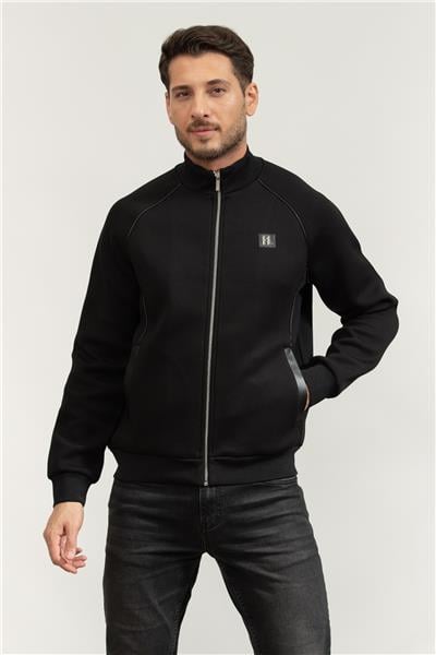 Karl Lagerfeld Zip Jacket Erkek Fermuarlı Sweatshirt Siyah