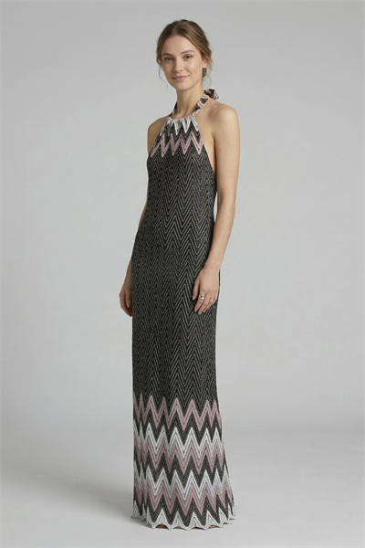 Lalamia Kadın Simli Missoni  Sırtı Açık Elbise