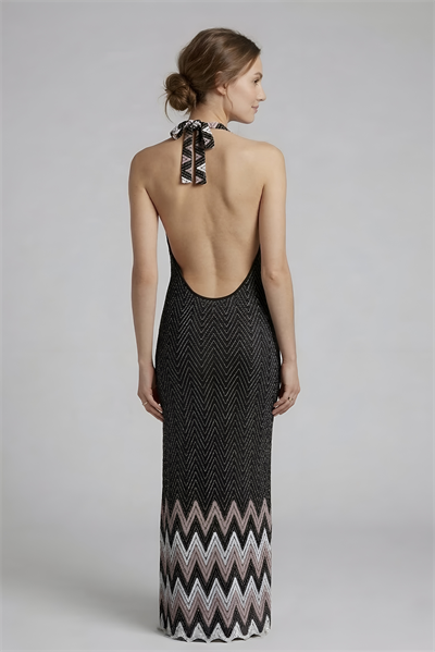 Lalamia Kadın Simli Missoni  Sırtı Açık Elbise