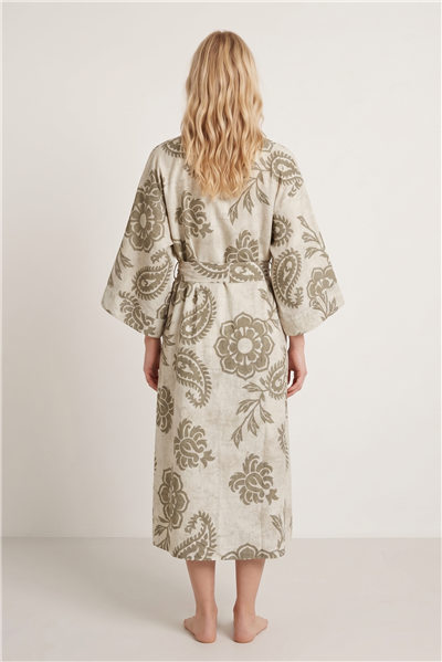 Lalamia Kadın Vual Baskılı Uzun Kaftan