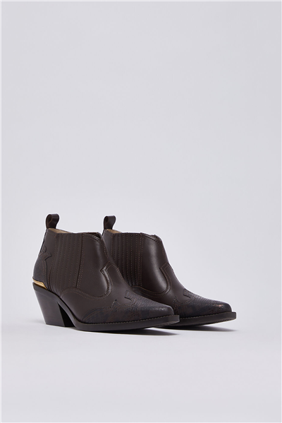 Liu Jo Austin 04 - Ankle Boot Calf Leather/Printed Moka Kadın Bot