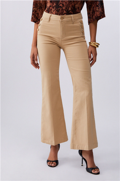 Liu Jo B.Up Flare Jewel H.W. Kadın Pantolon Bej
