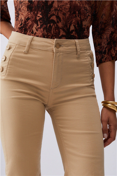 Liu Jo B.Up Flare Jewel H.W. Kadın Pantolon Bej