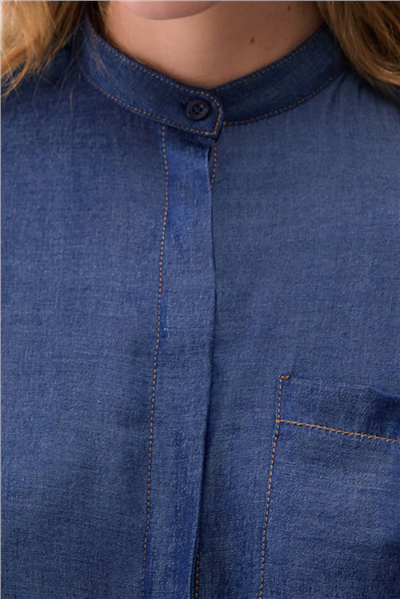 Liu Jo Camicia Denim Chambray Kadın Kot Gömlek Çok Renkli