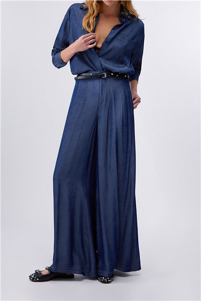 Liu Jo Camicia Denim Chambray Kadın Kot Gömlek Çok Renkli