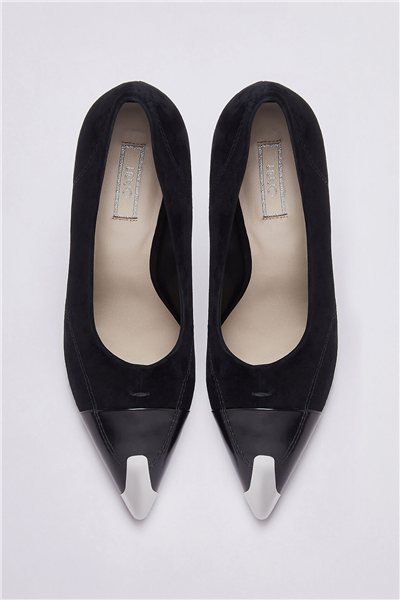 Liu Jo Demi 16 - Decollete Kid Suede/Box Spread Black Kadın Topuklu Ayakkabı Siyah