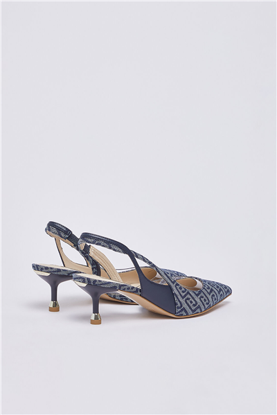 Liu Jo Deva 09 Sling Back Monogram Kadın Topuklu Ayakkabı Mavi