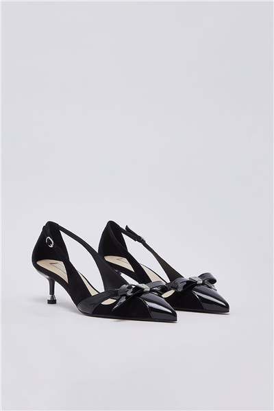 Liu Jo Deva 21 - Decollete Kid Suede/Patent Black Kadın Topuklu Ayakkabı Siyah