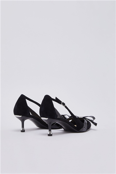 Liu Jo Deva 21 - Decollete Kid Suede/Patent Black Kadın Topuklu Ayakkabı Siyah