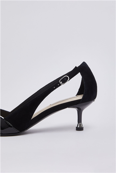 Liu Jo Deva 21 - Decollete Kid Suede/Patent Black Kadın Topuklu Ayakkabı Siyah