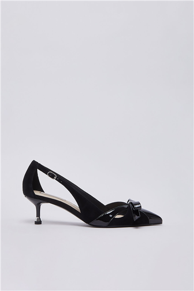 Liu Jo Deva 21 - Decollete Kid Suede/Patent Black Kadın Topuklu Ayakkabı Siyah