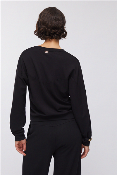Liu Jo Ecs Felpa Chiusa Kadın Bisiklet Yaka Sweatshirt