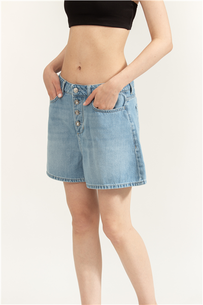 Liu Jo Ecs Short Bottoni Kadın Jean Pantolon