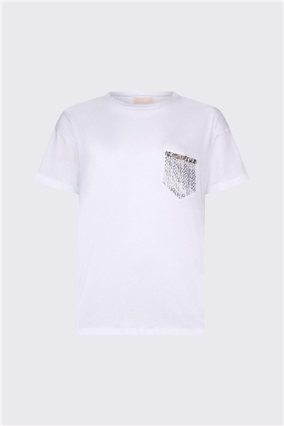Liu Jo Ecs T-Shirt Moda M/C Kadın Bisiklet Yaka T-Shirt