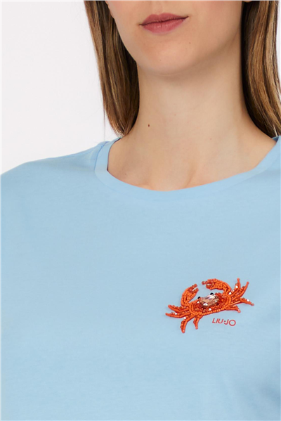 Liu Jo Ecs T-Shirt Moda M/C Kadın Bisiklet Yaka T-Shirt
