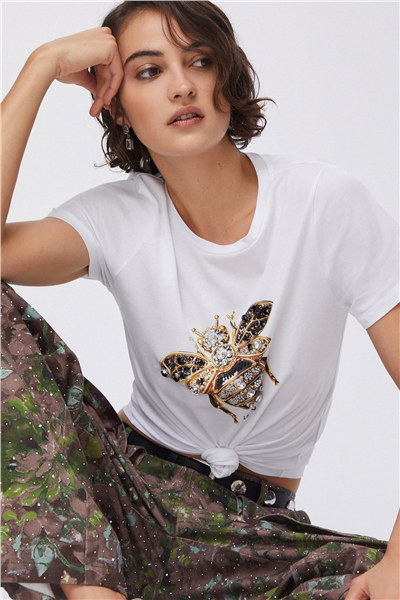 Liu Jo Ecs T-Shirt Moda M/C Kadın Bisiklet Yaka T-Shirt