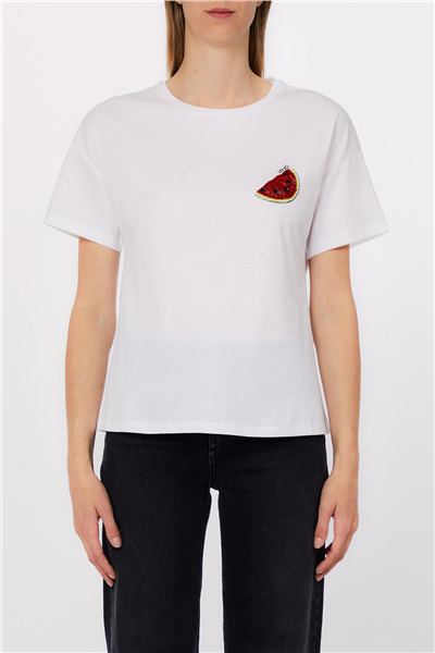 Liu Jo Ecs T-Shirt Moda M/C Kadın Bisiklet Yaka T-Shirt