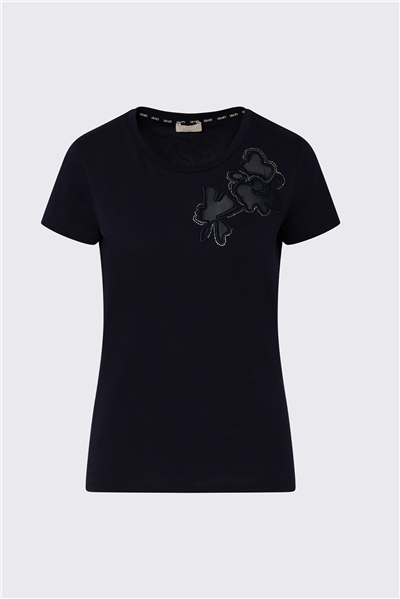 Liu Jo Ecs T-Shirt Moda M/C Kadın Bisiklet Yaka T-Shirt Mavi