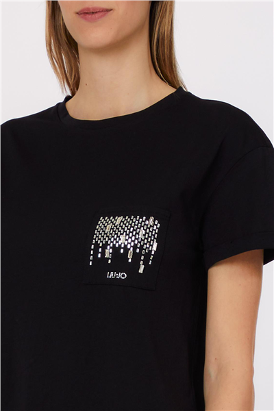 Liu Jo Ecs T-Shirt Moda M/C Kadın Bisiklet Yaka T-Shirt