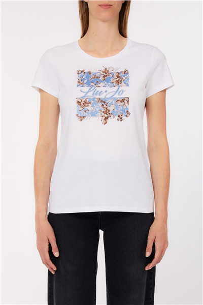 Liu Jo Ecs T-Shirt Moda M/C Kadın Bisiklet Yaka T-Shirt