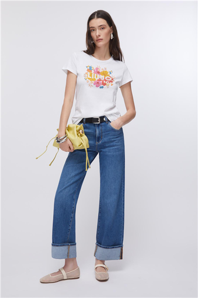 Liu Jo Ecs T-Shirt Moda M/C Kadın Bisiklet Yaka T-Shirt