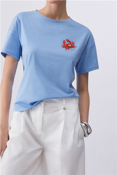 Liu Jo Ecs T-Shirt Moda M/C Kadın Bisiklet Yaka T-Shirt Çok Renkli