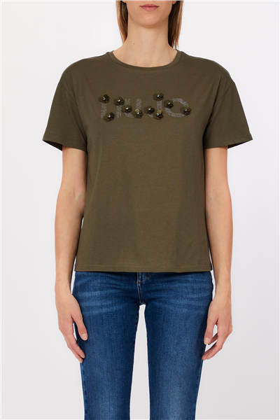 Liu Jo Ecs T-Shirt Moda M/C Kadın Bisiklet Yaka T-Shirt