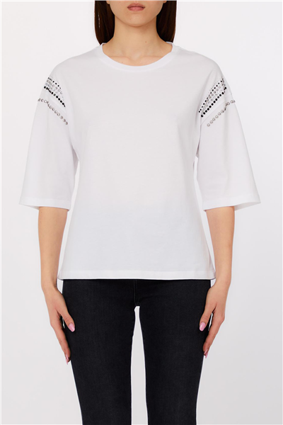 Liu Jo Ecs T-Shirt Moda M/C Kadın Bisiklet Yaka T-Shirt