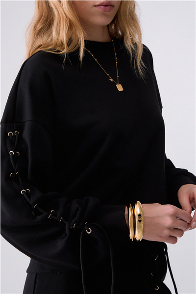 Liu Jo Felpa Chiusa Kadın Bisiklet Yaka Sweatshirt Siyah