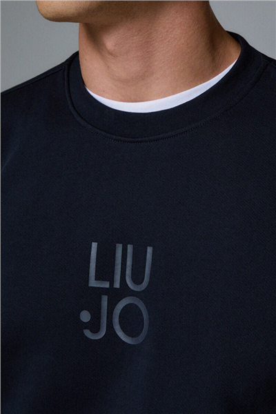 Liu Jo Felpa Chiusa M/L Erkek Bisiklet Yaka Sweatshirt Mavi
