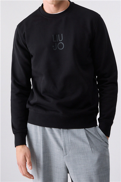 Liu Jo Felpa Chiusa M/L Erkek Bisiklet Yaka Sweatshirt Siyah